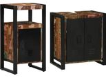 Vidaxl Set Di Mobili Da Bagno Con Ripiano 2 Pezzi Legno Massiccio Riciclato