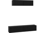 Vidaxl Mobile Tv A Parete 4 Pezzi In Legno Nero Effetto Rovere