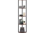 Vevor Scaffale Angolare A 5 Livelli, Supporto Angolare Alto Con Luce Led, Scaffale Espositivo Con Struttura In Metallo E Ripiani In Legno, Scaffale Espositivo In Piedi Per Camera Da Letto Soggiorno Ufficio Marrone