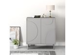 Credenza 'Holea' A 2 Ante Push-To-Open 75 X 70 X 34 Cm Grigio