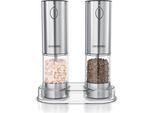 Arendo Set Macinae Pepe Elettrico, Set Di 2 Macinaspezie Elettrici, Regolabile In Continuo, Acciaio Inox, Macinino In Ceramica, Illuminazione A Led, Batteria Agli Ioni Di Litio, Usb