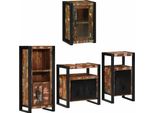 Vidaxl Set Di Mobili Da Bagno Con Porta 4 Pezzi Multicolore Legno Massiccio Antico