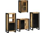 Vidaxl Set Di Mobili Da Bagno Con Ripiano 4 Pezzi Marrone In Legno Massiccio Di Mango