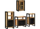 Vidaxl Set Di Mobili Da Bagno Con Ripiano 4 Pezzi Marrone In Legno Massiccio Di Mango