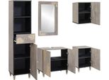 Vidaxl Set Di Armadietti Per Il Bagno Montati A Parete 5 Pezzi In Legno Massiccio Grigio Mango