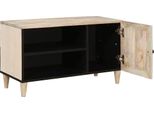 Vidaxl Mobile Tv Con Ripiano Bianco 80 X 33 X 46 Cm In Legno Massiccio Di Mango