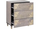 Vidaxl Credenza Grigio E Oro 60 X 33,5 X 75 Cm In Legno Massiccio Di Mango