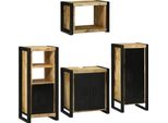 Vidaxl Set Di Mobili Da Bagno Con Ripiano 4 Pezzi Marrone Legno Massiccio Di Mango