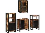 Vidaxl Set Di Mobili Da Bagno Con Mensola 4 Pezzi Multicolore Legno Massiccio Antico