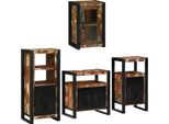 Vidaxl Set Di Mobili Da Bagno Con Mensola 4 Pezzi Multicolore Legno Massiccio Antico