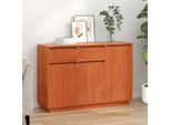 Vidaxl Credenza Marrone Cera 110 X 34 X 75 Cm In Legno Di Pino Massiccio