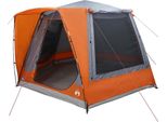 Vidaxl Tenda Da Campeggio Grigia E Arancione 420 X 420 X 227 Cm In Poliestere