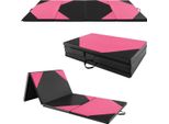 Tappetino Da Allenamento Pieghevole In Ecopelle Con Chiusure In Velcro E Amp; Maniglie Per Il Trasporto 300 X 117 X 5 Cm Rosa