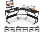 Scrivania A L Con Presa Di Corrente E Amp; Scrivania Per Computer Angolare Con Supporto Per Monitor Mobile Nera