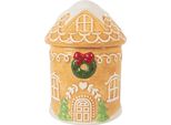 Clayre & Eef Casa Di Pan Di Zenzero Coperchio Ø 13X17 Cm Vetroceramica Marrone
