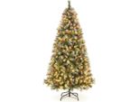 Albero Di Natale Artificiale Da 195 Cm Con Luci, Neve, Pigne E Bacche Rosse