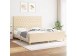 Vidaxl Struttura Letto Con Testiera In Tessuto Panna 180X200 Cm - Struttura Letto Con Testiera - Struttura Letto Con Testiera - Struttura Letto - Letto Con Testiera