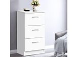 Comodino Con 3 Cassetti, Truciolato, 38X67X35Cm, Bianco/Nero