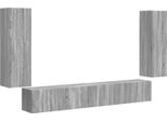 Vidaxl Set Di Mensole Tv Da Parete Montaggio A Parete 4 Pezzi Legno Sonoma Grigio