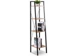 Libreria Happyment Dita - Libreria Industriale A 4 Strati - Bianco E Rovere Chiaro - Soggiorno, Camera Da Letto E Cameretta Dei Bambini