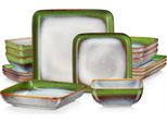 Set Da Portata Valenza - 16 Pezzi - 4 Persone - Ceramica Colorata - Piatti Per La Cena, Piatti Fondi E Piatti Per La Colazione - Versatile Set Da Portata Per La Cucina