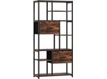 Scaffale Portaoggetti, 2 Cassetti In Tessuto, 9 Scomparti Aperti, Scaffale Indipendente Con Struttura In Acciaio, Marrone+Nero,