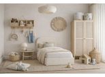 Sofello Moon Crema 90X200 Rete A Doghe In Metallo Letto Di Alta Qualità Con Contenitore E Spazio Di Stivaggio – Collezione Bambini
