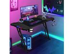 Tavolo Da Gioco Bettizia 140 X 60 Cm Scrivania Da Gioco A Led Robusta Scrivania Per Computer Tavolo Per Pc Nero Con Portabicchieri E Rivestimento In Fibra Di Carbonio Per Cavi Tavolo Per Giocatori Tavolo Per Ufficio Da Gioco