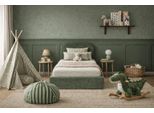 Sofello Moon Verde Scuro 90X200 Rete A Doghe In Metallo Letto Di Alta Qualità Con Contenitore E Spazio Di Stivaggio – Collezione Bambini