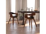The Living Store Sedie Da Pranzo 2 Pezzi In Legno Curvato Nero E Similcuoio