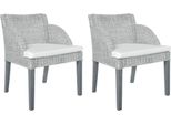 The Living Store Sedie Da Pranzo Con Cuscino 2 Pz. Rattan Naturale Grigio