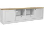 Tv-Board Otto Home "Ismund", Weiß, Neutral, B:180Cm H:52Cm T:39Cm, Holzwerkstoff, Sideboards, Tv-Board, Aus Mdf, Mit Holz-Zierleiste, Schwarzem Metallgriff, Breite 180 Cm