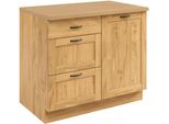 Unterschrank Home Affaire "Teramo", Braun (Natur), B:100Cm H:85Cm T:60Cm, Massivholz, SchräNke, Unterschrank, Breite 100 Cm, 1 TüR, 3 SchubkäSten