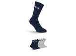 Tennissocken Fila "Unisex Crew Tennis Full Terry Socks", Damen, Gr. 39-42, Navy, Grau, Baumwollmischung, Elastisch, Socken Tennissocken, Sportsocken, Flache Zehennaht