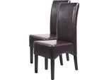 Set Di 2 Sedie Per Sala Da Pranzo Sedia Da Cucina Sedia Latina, Pelle ~ Marrone, Gambe Scure