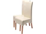 Set Di 2 Sedie Per Sala Da Pranzo Sedia Da Cucina Sedia Latina, Pelle ~ Crema, Gambe Chiare