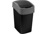 Cestino Curver Pacific Flip Bin, 9 Litri, 23.5X18.9X35 Cm, Nero/Grigio, Per Rifiuti