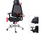 Sedia Da Ufficio HWC-A58, Sedia Da Scrivania, Funzione Scorrevole Tessuto/Tessuto ISO9001 ~ Nero/Nero
