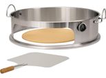 Bbq-Toro Elemento Pizza In Acciaio Inox Ø 57 Cm Griglia Bollitore, Incl. Paletta, Pietra Per Pizza E Termometro