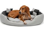 Lettino Per Cani Lionto, Elegante Cesto Per Cani 4 In 1, Idrorepellente, Antigraffio E Di Facile Manutenzione, 85X70 Cm, Grigio/Nero