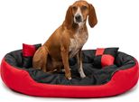 Lettino Per Cani Lionto, Elegante Cesto Per Cani 4 In 1, Idrorepellente, Antigraffio E Di Facile Manutenzione, 85X70 Cm, Rosso/Nero