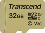 Transcend 500S - Scheda Di Memoria Flash (Adattatore Microsdhc/Sd Incluso) - 32 Gb - Classe Video V30 / UHS-I U3 / Classe10 - Microsdhc