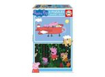 Educa - Peppa Pig, 2 Puzzle Ecologici In Legno Per Bambini, 16 Pezzi, Da 3 Anni (17157) Educa