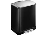 Eko - Cestino A Pedale E-Cube 12 Litri - Acciaio Inox Plastica - Nero, Acciaio Inox Opaco