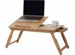 Tavolo Per Laptop HWC-B81, Tavolo Per Notebook Tavolo Da Letto Tavolo Pieghevole Con Fori Di Ventilazione Pieghevole Regolabile In Altezza, Bambù
