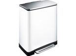 Eko - Cestino A Pedale E-Cube Recycling 28+18 Litri - Acciaio Inox Plastica - Bianco, Acciaio Inox Opaco