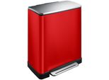 Eko - Cestino A Pedale E-Cube Recycling 28+18 Litri - Acciaio Inox Plastica - Rosso, Acciaio Inox Opaco