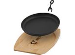 Teglia In Ghisa Bbq-Toro | Ø 22 Cm, Rotonda, Con Asse Di Legno