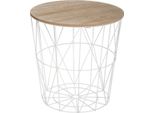 Atmosphera CréAteur D'intéRieur Tavolo In Vimini Kumi Metallo Mdf Piano Bianco Marrone 41 Cm X 40 Cm