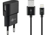Goobay Set Di Ricarica Apple Lightning 1 A Adattatore Di Corrente Con Cavo Apple Lightning Nero 1 M (1 Confezione Morbida)